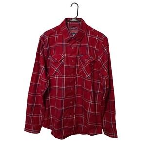 Dixxon Flannel Co The Rebellion Shirt Mens Large Red Blue Plaid Patriotic READ